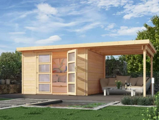 Abri de jardin 321 T3 avec extension B / 12 m2 /19 mm / + Plancher - Abri de jardin avec extension 9.5 m2