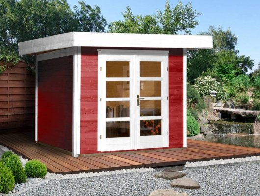 Abri de jardin Design 126 T1 Rouge / 6 m2 / 28 mm / + Plancher - Abri de jardin Chill-Out 1 Rouge / 6 m2