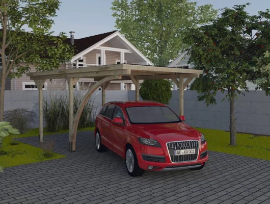 CARPORT BOIS SIMPLE avec 1 Arc 15 m 2 / 1 place / 606 A T1 - Carport 606 A T1 / 1 place / surface couvrante 15 m2