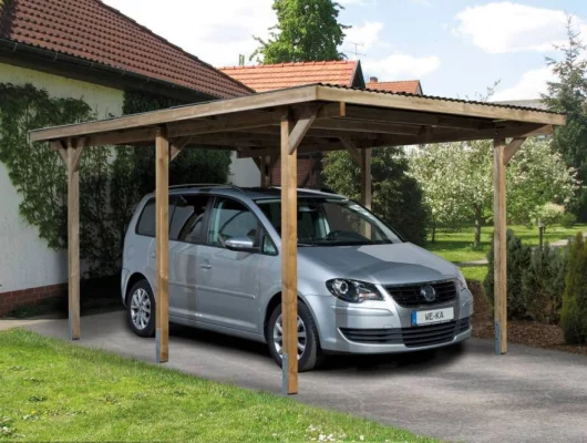 CARPORT BOIS SIMPLE 15 m2 / 1 place / 606 T1 - Carport 606 T1 / 1 place / surface couvrante 15 m2