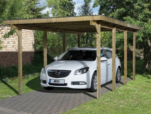 CARPORT BOIS SIMPLE 18 m2 / 1 place / 606 T2 - Carport OPTIMA T2 / 1 place / surface couvrante 18 m2