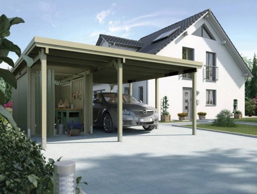 CARPORT BOIS SIMPLE 30 m2 + remise à outils / 1 place / 607 T2 - Carport 607 T2 / 1 place / surface couvrante 30 m2