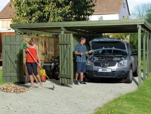 CARPORT BOIS SIMPLE 30 m2 + remise à outils / 1 place / 607 T3 - Carport 607 T3 / 1 place / surface couvrante 30 m2