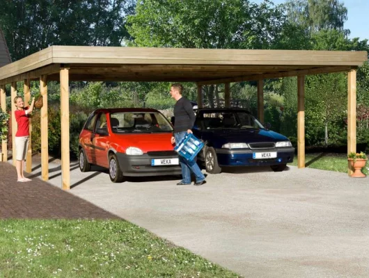 CARPORT BOIS DOUBLE 49 m2 - Carport 609 T2 / 2 places / surface couvrante 45 m2