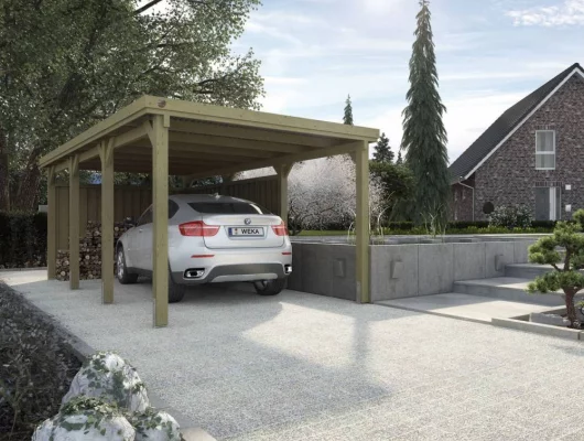 CARPORT BOIS SIMPLE 19.70 m2 toit Acier galvanisé / 1 place / 617 T2 - Carport 617 T2 / 1 place / surface couvrante 19.70 m2