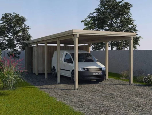 CARPORT BOIS SIMPLE 25 m2 toit Pvc / 1 place / 617 T3 - Carport 617 T3 / 1 place / surface couvrante 25 m2