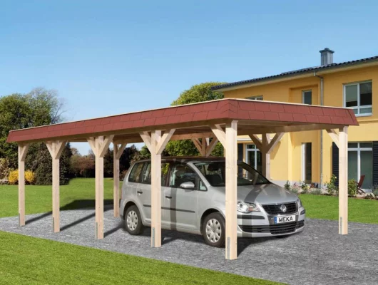 CARPORT BOIS SIMPLE 28 m2 toit Acier / 1 place / 615 T2 - Carport 615 T2 / 1 place / surface couvrante 28 m2