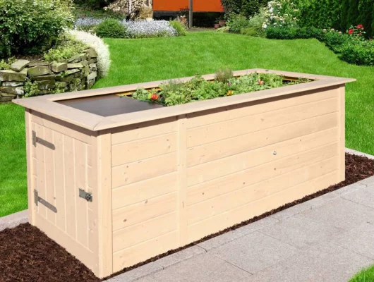 JARDINIERE Bois surélévé + rangement / 2.05 de long / 21 mm - Bac/jardinière bois qualité PRO + rangement 2.05 m de long