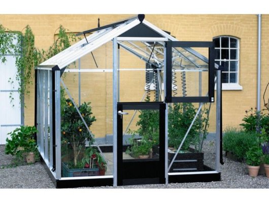 Serre de jardin JULIANA compact 5 m² + verre trempé - aluminium / verre trempé 3 mm