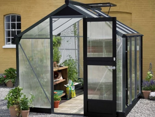 Serre de jardin JULIANA compact anthracite 5 m² + polycarbonate 10 mm - aluminium anthracite / polycarbonate 10 mm