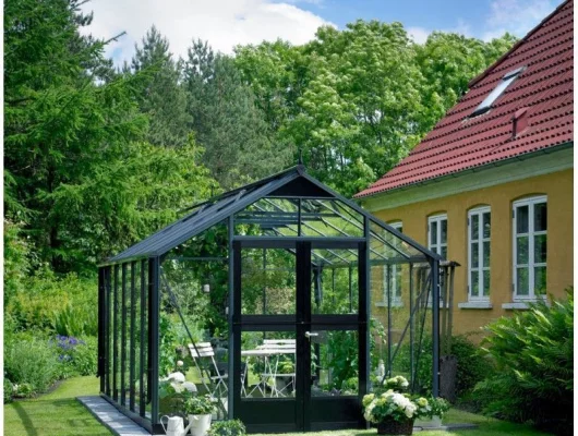 Serre de jardin JULIANA Premium anthracite 8,8 m² + verre trempé - aluminium anthracite / verre trempé 3 mm