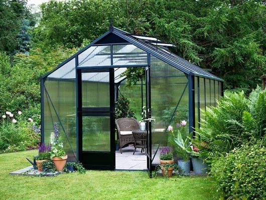 Serre de jardin JULIANA Premium anthracite 13 m2 + polycarbonate 10 mm - aluminium anthracite / polycarbonate 10 mm