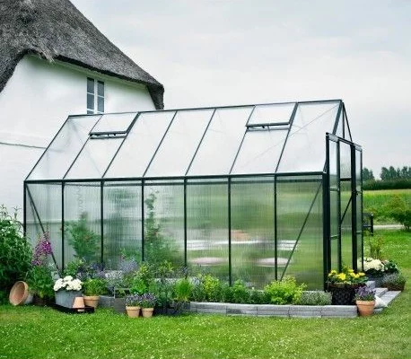 Serre de jardin HALLS Magnum 8,20 m2 verte + polycarbonate 6 mm - aluminium vert / polycarbonate 6 mm