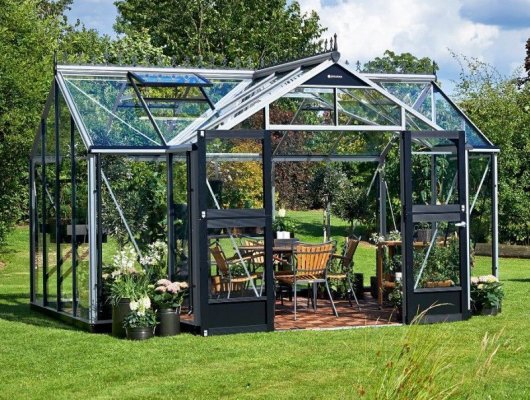 Serre de jardin JULIANA Orangery 15.2 m² + verre trempé - aluminium / verre trempé 3 mm