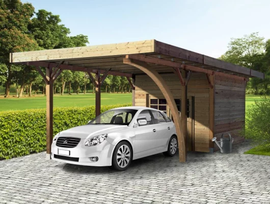 CARPORT BOIS + ABRI (4m x 7m) - Carport 1 PLACE