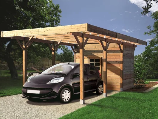 CARPORT BOIS + ABRI (3m x 7m) - Carport 1 PLACE