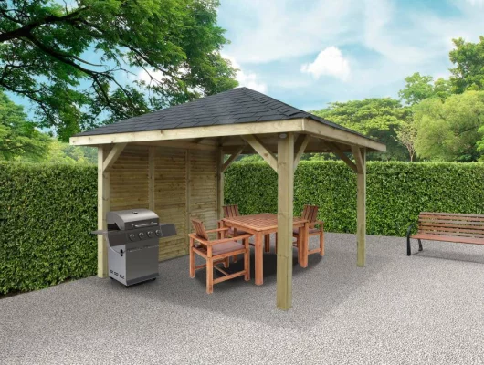 PAVILLON TONELLE BOIS semi-fermé 12 m² - KIOSK EN BOIS ( 347 cm x