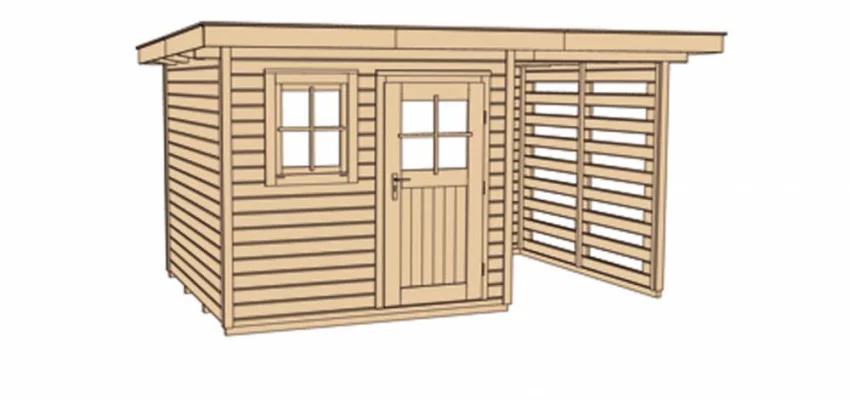 Abri de jardin 170 T2 avec extension / 9.2 m2 / 28 mm / + Plancher - Abri de jardin 170 T2 + extension / 9.2 m2