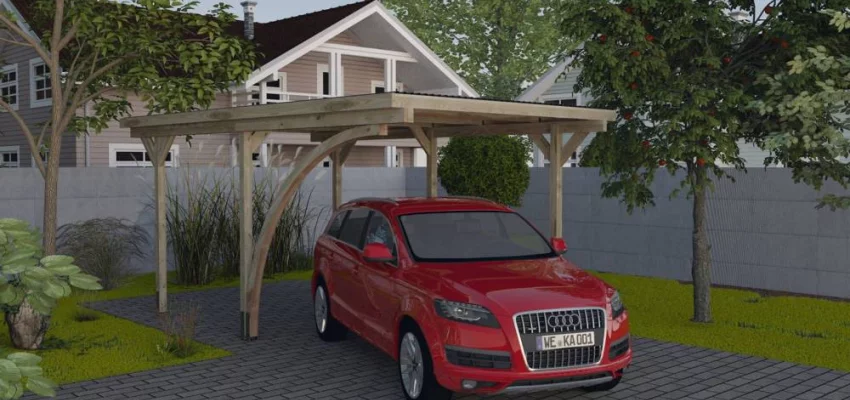 CARPORT BOIS SIMPLE avec 1 Arc 15 m 2 / 1 place / 606 A T1 - Carport 606 A T1 / 1 place / surface couvrante 15 m2