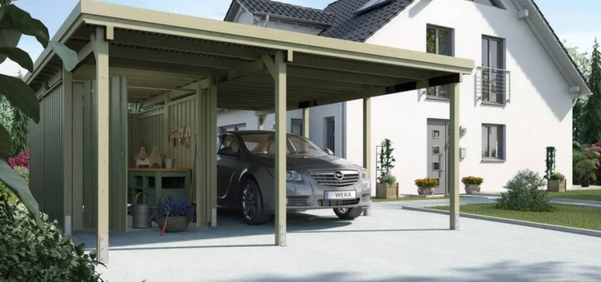 CARPORT BOIS SIMPLE 30 m2 + remise à outils / 1 place / 607 T2 - Carport 607 T2 / 1 place / surface couvrante 30 m2