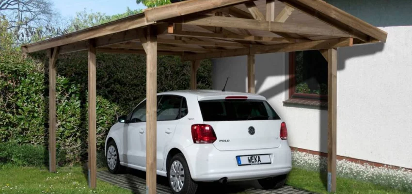 CARPORT BOIS SIMPLE 17 m2 toit double pente / 1 place / 611 - Carport 611 / 1 place / surface couvrante 17 m2