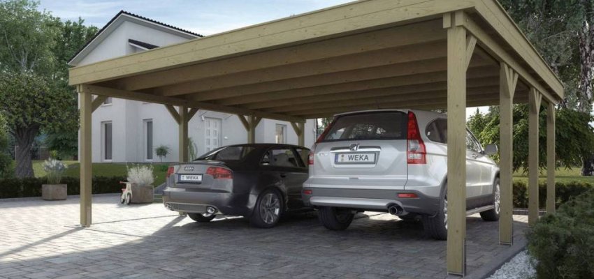 CARPORT BOIS DOUBLE 37 m2 - Carport Master Duo XL / 609 T1 / 2 places / surface couvrante 37 m2