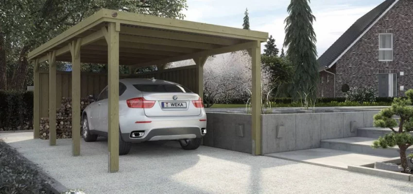 CARPORT BOIS SIMPLE 19.70 m2 toit Acier galvanisé / 1 place / 617 T2 - Carport 617 T2 / 1 place / surface couvrante 19.70 m2