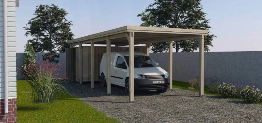 CARPORT BOIS SIMPLE 25 m2 toit Pvc / 1 place / 617 T3 - Carport 617 T3 / 1 place / surface couvrante 25 m2