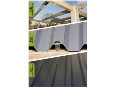 CARPORT BOIS DOUBLE 48 m2 toit Acier - Carport Optima Duo Taille 2 Toit acier galvaniser / 2 places / surface couvrante 48 m2