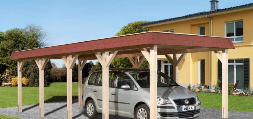 CARPORT BOIS SIMPLE 28 m2 toit Acier / 1 place / 615 T2 - Carport 615 T2 / 1 place / surface couvrante 28 m2