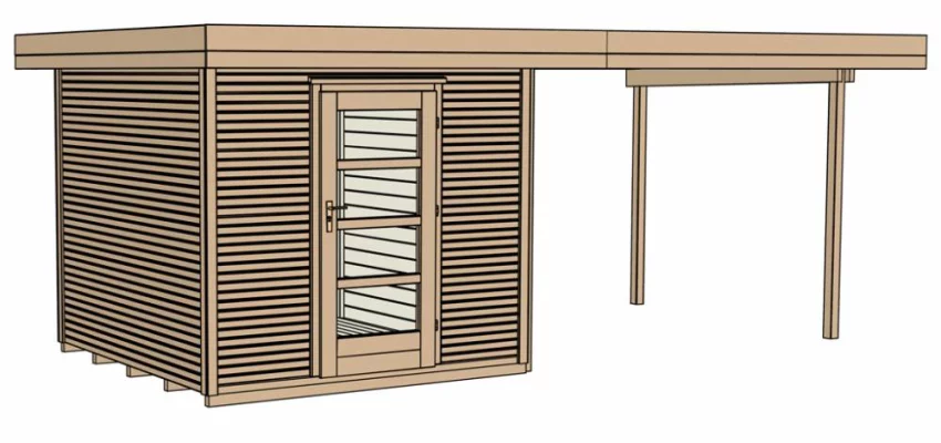 Abri de jardin 172 Weka-Line T2 / extension B / 12.70 m2 / 28 mm / + Plancher - Abri de jardin Weka line T2 / 12.70 m2 + extension B