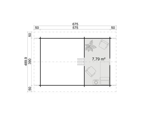 Abri de jardin Caroline SET 2.1 / 21.66 m2 / 40 mm + plancher bois - Cuisine d'été / Pool House / Espace de Rangement / Studio de jardin