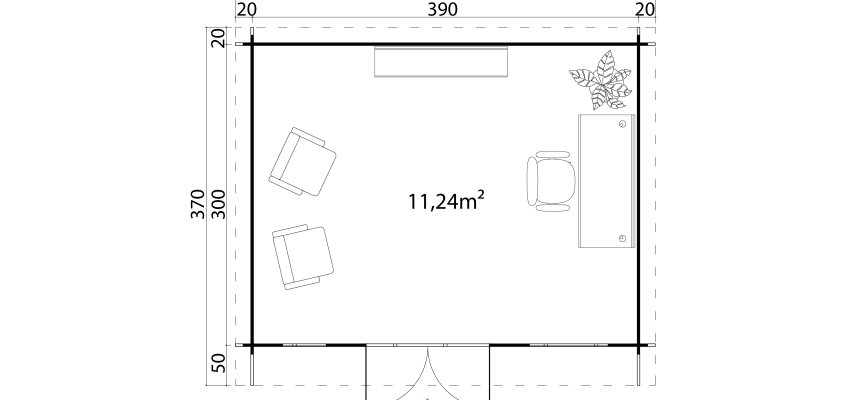Abri de jardin DORSET 2 / 11.24 m2 / 34 mm + GRIS CLAIR - Cuisine d'été / Espace Wellness / Pool House / Espace de Rangement / Studio de jardin