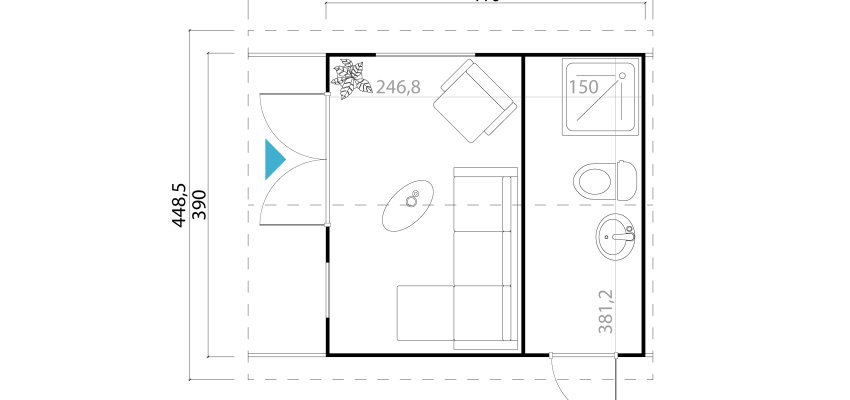 Abri de jardin MURANO 1 / 15.29 m2 / 44 mm / + ROUGE SUEDOIS - Cuisine d'été / Espace Wellness / Pool House / Espace de Rangement / Studio de jardin