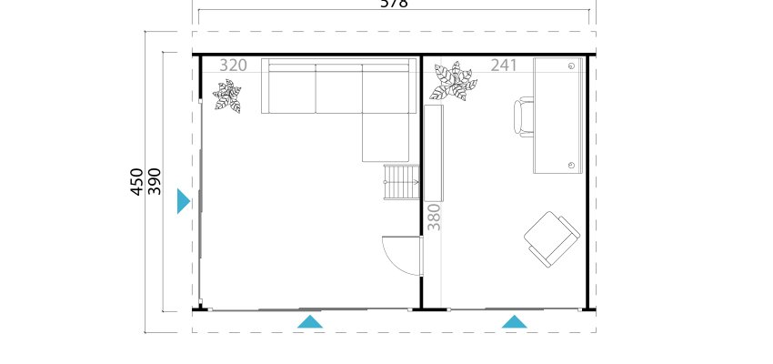 Abri de jardin MURANO 3 / 21.58 m2 / 44 mm / + plancher bois - Cuisine d'été / Espace Wellness / Pool House / Espace de Rangement / Studio de jardin