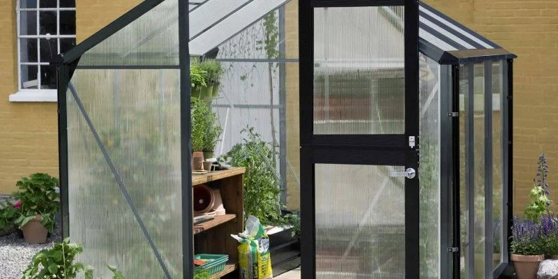 Serre de jardin JULIANA compact anthracite 5 m² + polycarbonate 10 mm - aluminium anthracite / polycarbonate 10 mm