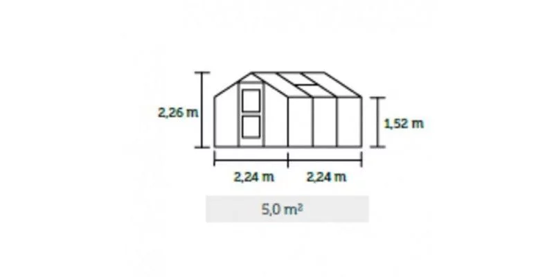 Serre de jardin JULIANA compact 5 m² + polycarbonate 10 mm - aluminium / polycarbonate 10 mm