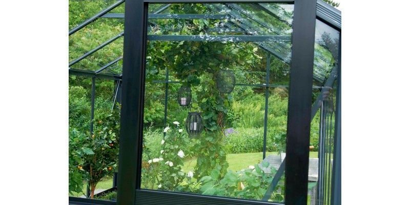 Serre de jardin JULIANA compact anthracite 6,6 m² + polycarbonate 10 mm - aluminium anthracite / verre trempé 3 mm