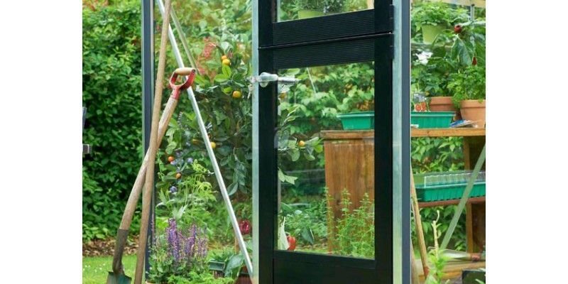 Serre de jardin JULIANA compact anthracite 8,2 m² + verre trempé - aluminium anthracite / verre trempé 3 mm