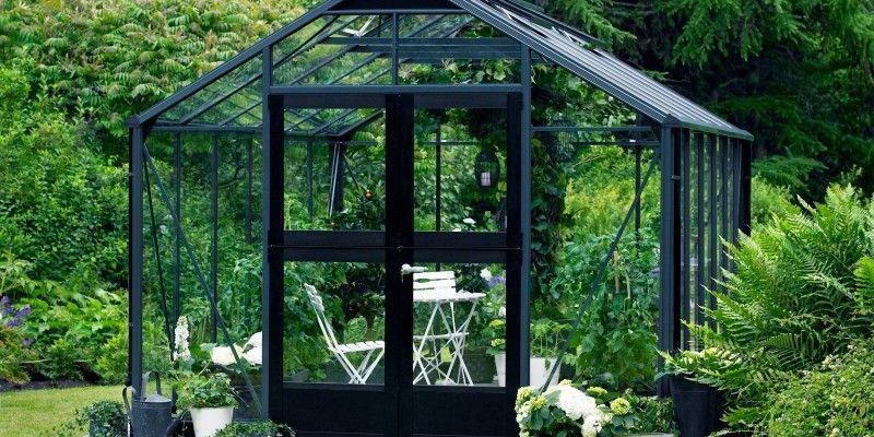 Serre de jardin JULIANA Premium anthracite 8,8 m² + verre trempé - aluminium anthracite / verre trempé 3 mm