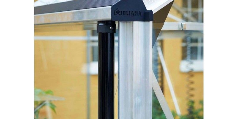 Serre de jardin JULIANA Premium anthracite 8,8 m² + verre trempé - aluminium anthracite / verre trempé 3 mm