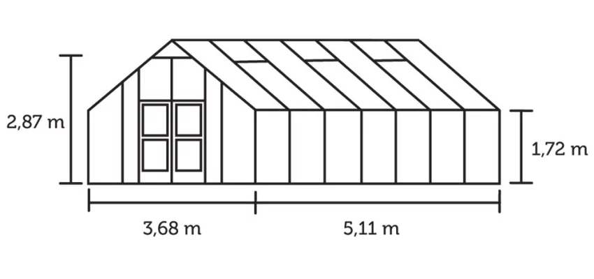 Serre de jardin JULIANA Gartner 18,8 m2 + verre trempé - Profilé aluminium / verre trempé 3 mm