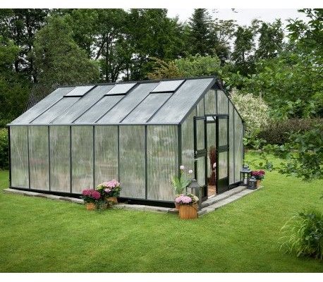 Serre de jardin JULIANA Gartner anthracite 18,8 m2 + polycarbonate 10 mm - aluminium anthracite / polycarbonate 10 mm
