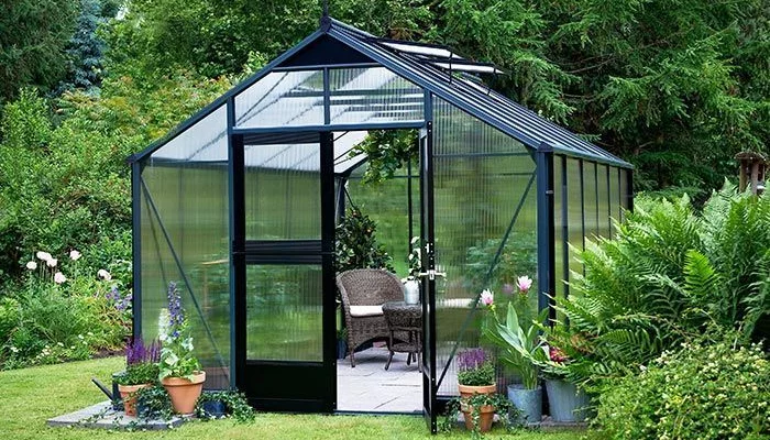 Serre de jardin JULIANA Premium anthracite 13 m2 + polycarbonate 10 mm - aluminium anthracite / polycarbonate 10 mm