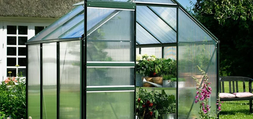 Serre de jardin HALLS Popular 3,80 m2 verte + polycarbonate 4 mm - aluminium vert  / polycarbonate 4 mm