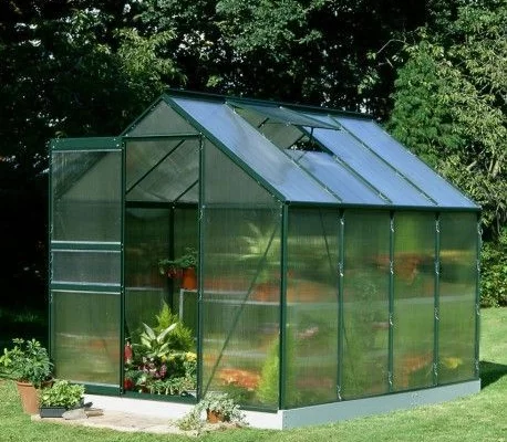 Serre de jardin HALLS Popular 5 m2 verte + polycarbonate 4 mm - aluminium vert  / polycarbonate 4 mm