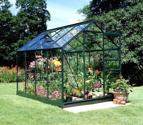 Serre de jardin HALLS Popular 5 m2 verte + verre horticole 3 mm - aluminium vert  / verre horticole 3 mm