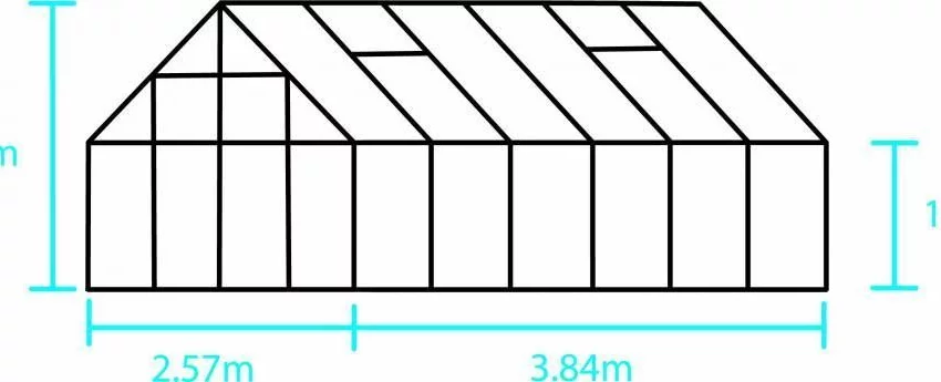 Serre de jardin HALLS Universal 9,90 m2 + verre horticole 3 mm - Profilé aluminium / verre horticole 3 mm