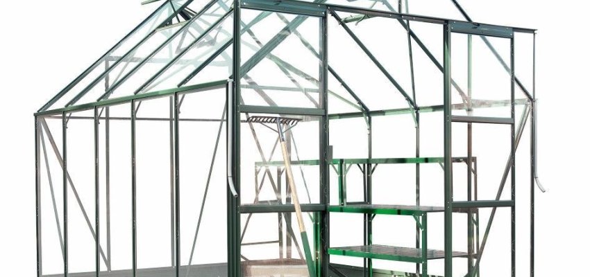 Serre de jardin HALLS Magnum 8,20 m2 verte + verre trempé - aluminium vert / verre trempé 3 mm