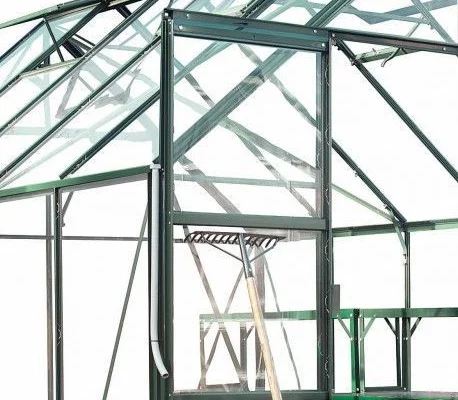 Serre de jardin HALLS Magnum 8,20 m2 verte + verre trempé - aluminium vert / verre trempé 3 mm